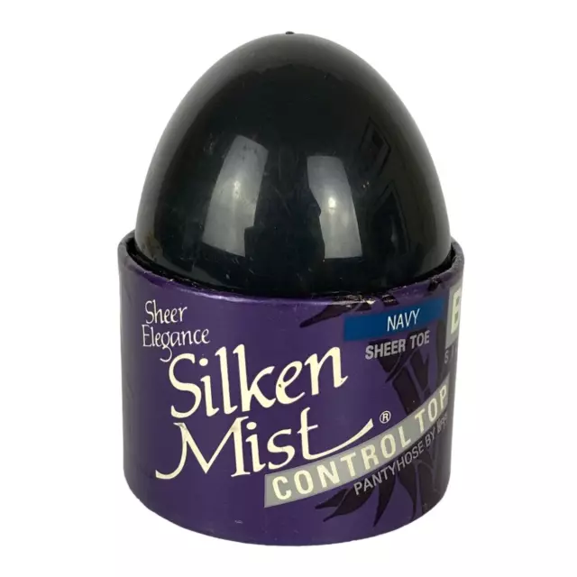 Leggs Silken Mist Pantyhose in Egg Size B Medium Navy Blue Control Top USA
