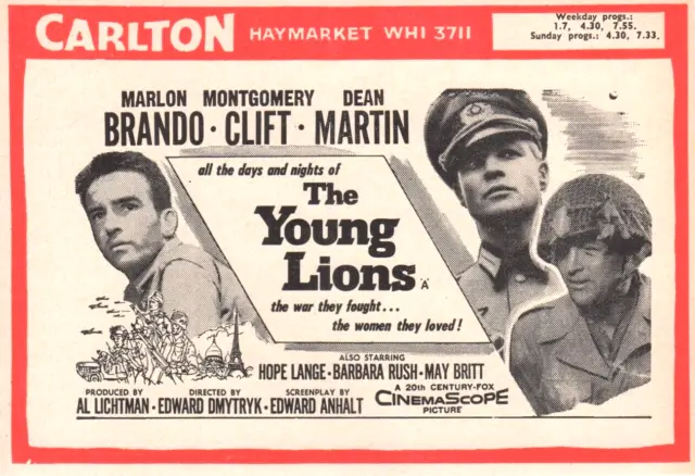 A5 Film Magazine Advert Young Lions Marlon Brando Montgomery Clift Dean Martin