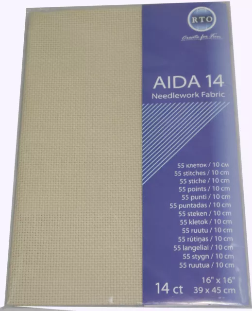 14 and 16 Count Aida Cross Stitch Fabric Various Sizes and Colours White  Cream