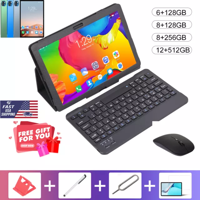 10.1" WIFI  Tablet Android 12 6+128 8/12+256+512GB Ten Core Netflix Dual Camera