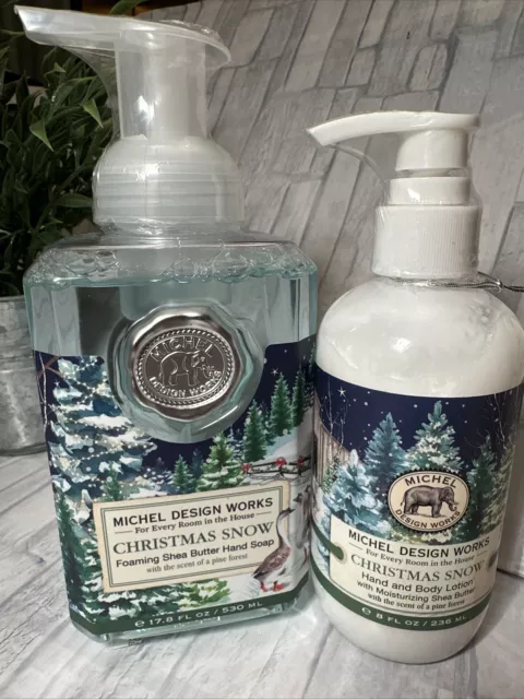 Michel Design Foaming Hand Wash & Lotion  CHRISTMAS SNOW HolIday Soap 16.9 Shea