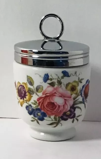 Vintage Large Size Egg Coddler  Cabbage Rose Pattern Royal Worcester England