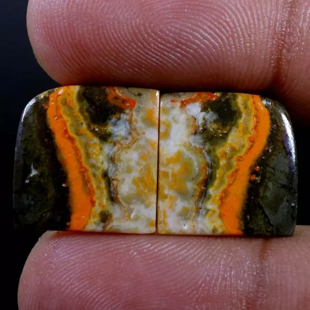 17.70 Cts Natural Bumble Bee Jasper 15X15 mm Cabochon Pair For Earring Gemstone