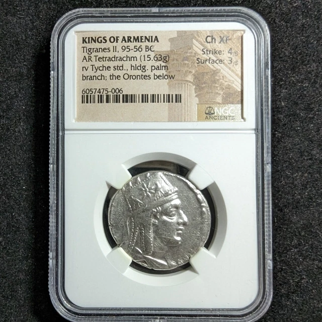 Kings of Armenia AR Tetradrachm NGC CH XF 6057475-006
