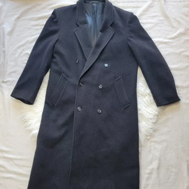 Vintage J.G. Hook Mens's Size 42 L Wool Blend Black Double Breasted Overcoat