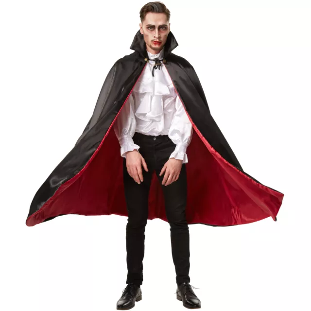 Dracula Vampir Umhang Teufel Damen Herren Halloween Fasching Kostüm Cape Unisex