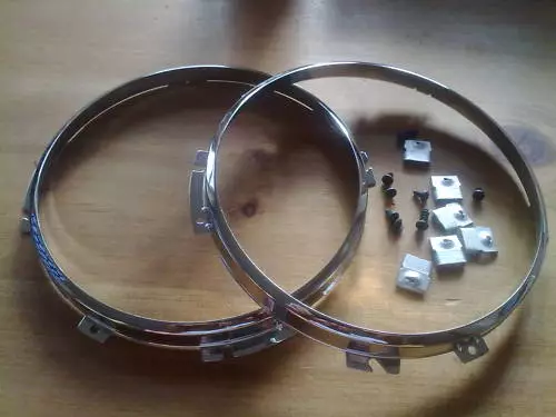 MGA BRAND NEW CHROME HEADLAMP RETAINERS x 2 (FREE UK POST)