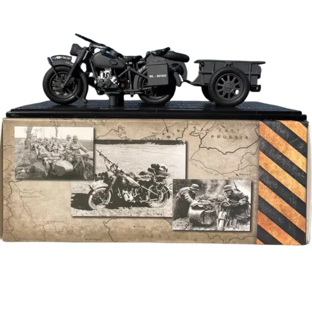 1/24 Scale German WWII R75 Panzerfaust 30 Motorcycle Plastic Model With Base