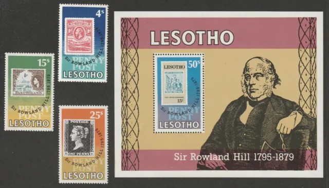 Lesotho 1979 Rowland Hill Centenary Set Of 3 + Minisheet Sg375-378 Mint Nh