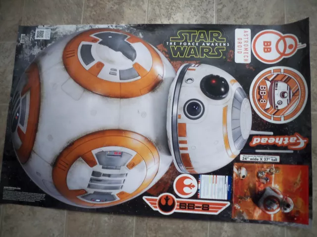 Star Wars BB-8 Fathead 24" X 37" Peel and Stick Vinyl Decals