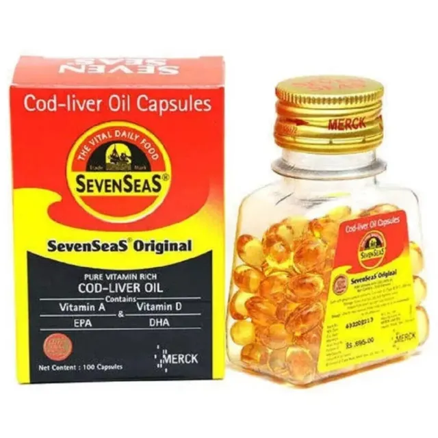 Seven Seas Cod Liver Oil caps for a Healthy Immune System & Body - 100 capsules
