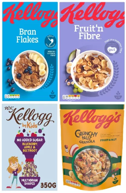 Kellogg's Cereal Varieties for Breakfast - Granol, Fruit'n Fibre, Cruchy Nut