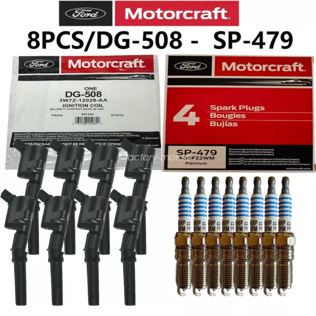 8Set OEM Motorcraft Ignition Coil DG508 &Spark Plug SP479 For Ford F150 4.6 5.4L
