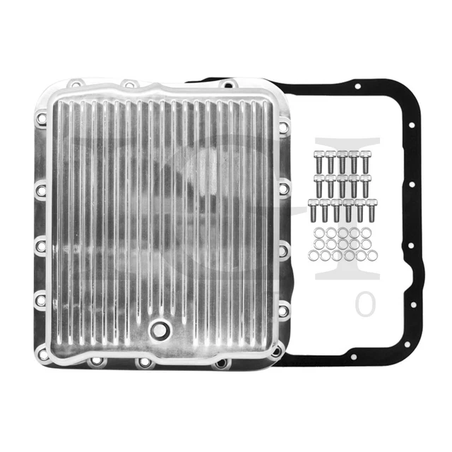 Chevy GM 700R4 4L60E 4L65E Aluminum Transmission Pan Kit Deep Finned Polished