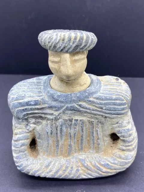 Ancient composition gray schist stone idol statue With Head And Heat 3