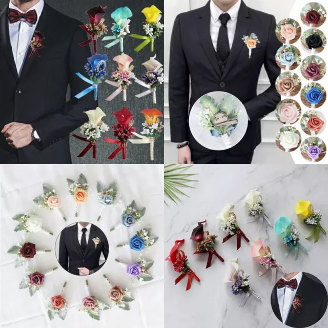 Boutonniere Flowers Wedding Corsage Pins Buttonhole Men's Marriage Accessories