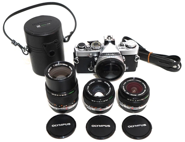 EXC+++ TOP+++ Olympus OM-1n + Zuiko 28mm/2.8 + 50mm/1.8 + 135mm/3.5 Like NEW+++