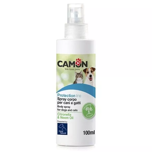 CAMON Spray corpo per cani e gatti con Citronella e Olio di Neem 100 ml