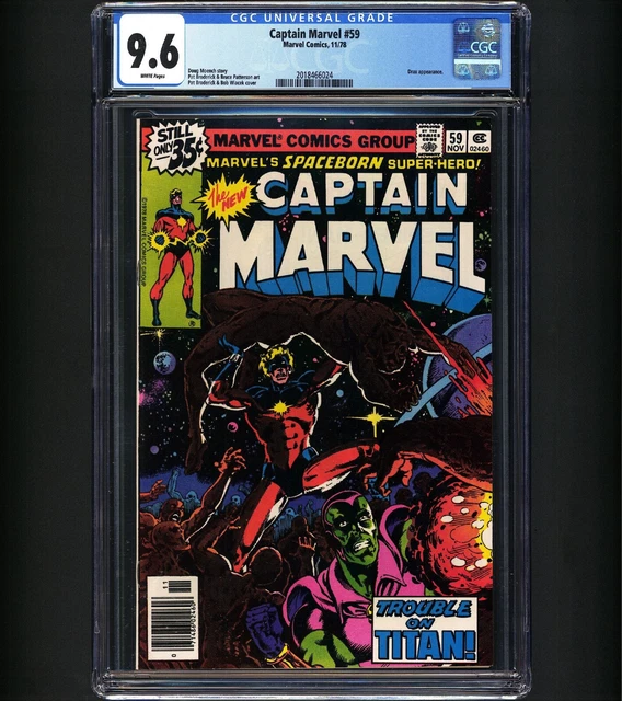 CAPTAIN MARVEL #59 CGC 9.6 1ST ELYSIUS MOTHER OF QUASAR Thanos Warlock  1978 NM