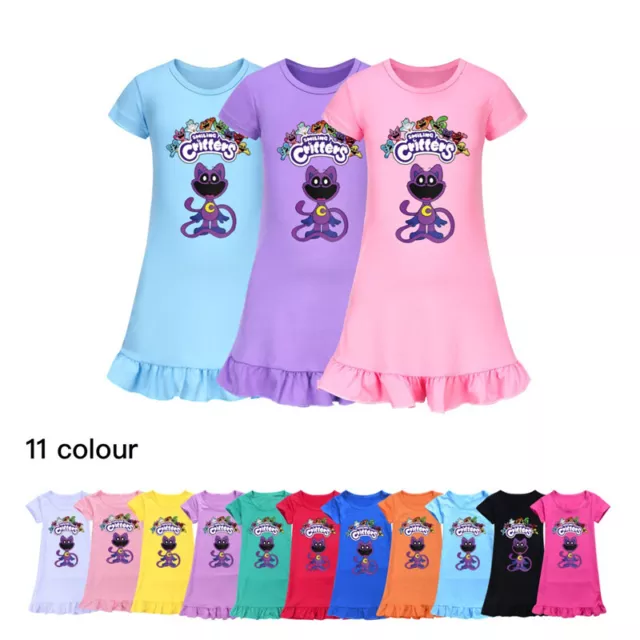 New Smiling Critters Girls Sleepwear Pyjamas Home Casual Nightdress Dress Gift