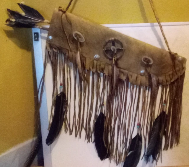 Vintage Navajo Indian Quiver Black Feathered With Arrows