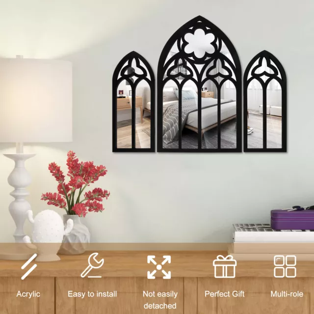 3X Wall Arch Mirrors Set Gothic Wall Mirror Decor Cathedral Arched Mirror DecorΦ