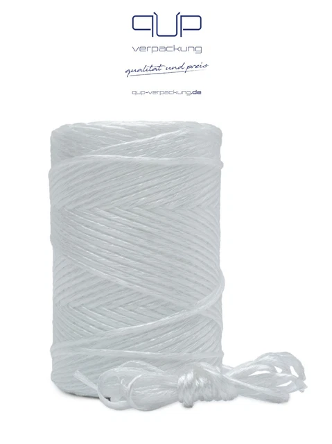 QUP Polypropylen PP Weiß Kordel-Packschnur-Schnur-Bindfaden-Faden 250m 500 gr