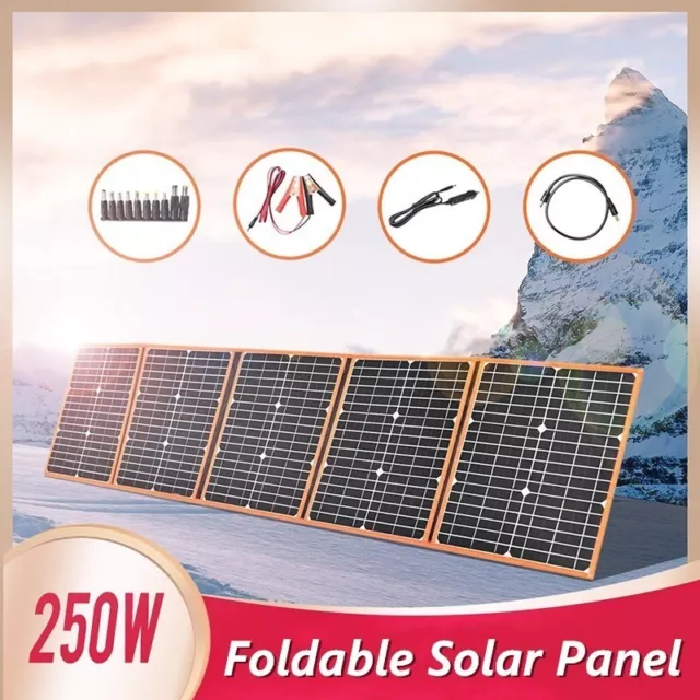 12V 250W Folding Solar Panel Blanket Flexible Solar Mat Mono Power USB