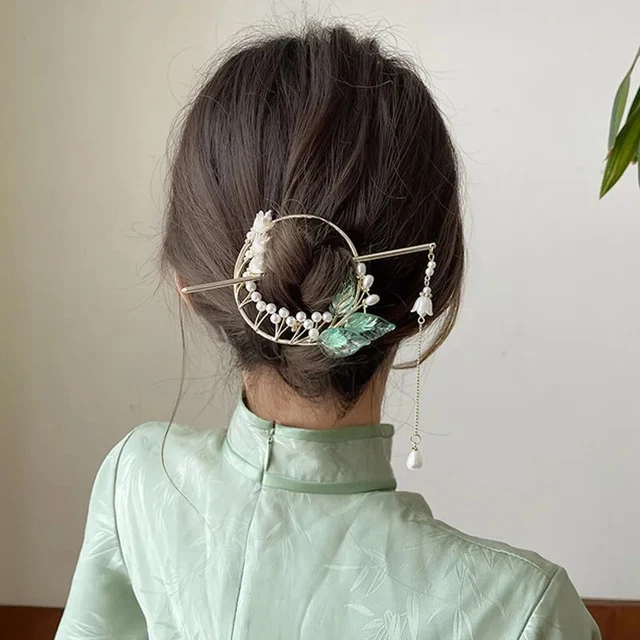 Flower Pearl Tassel Hairpin Women Chinese Style Hanfu Hairpins Hair Accessories