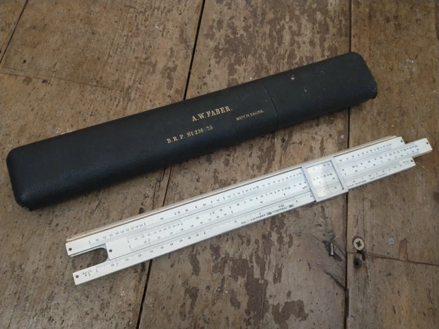 ANTIQUE A.W.FABER CALCULATING Engineers Slide Ruler 363 with Original ...