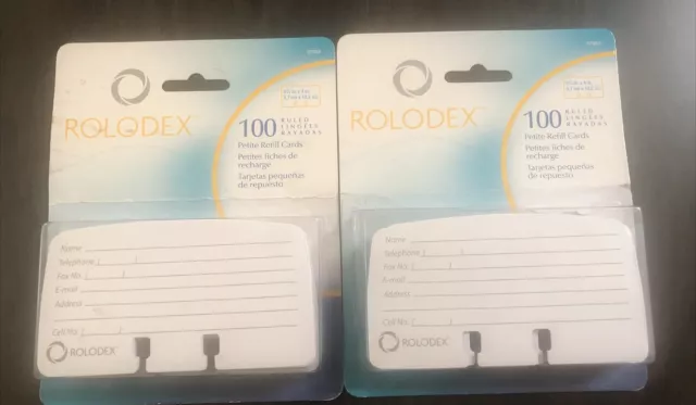 TWO Rolodex 100 Ruled Petite Refill Cards 2.25x4 Inch Model: 67553 free shipping