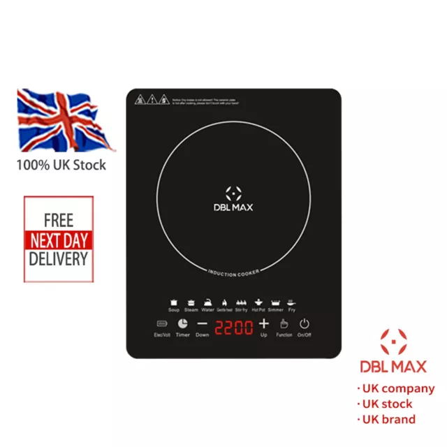 Single Induction Hob 2200W Touch Screen Intelligent- black crystal panel