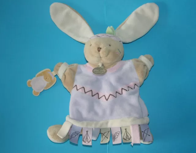 Doudou Et Compagnie Doudou Lapin Mario Marionnette Indien Mauve Etiquette Kom9