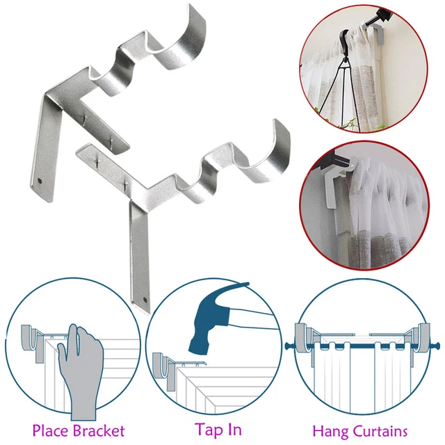 KWIK HANG DOUBLE Center Support Curtain Rod Bracket Into Window