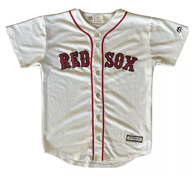 Boston Red Sox Vintage White Majestic Baseball Youth Large Jersey!