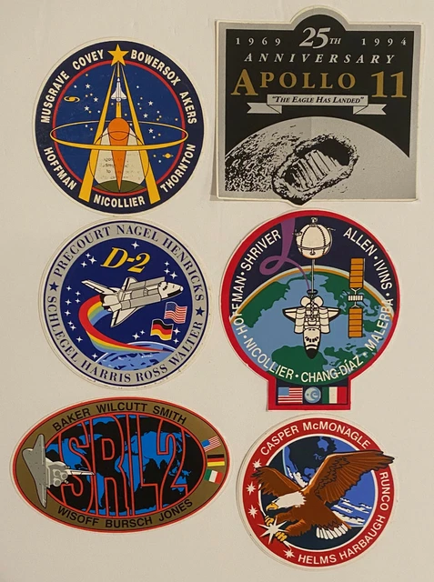 Nasa Space Shuttle Crew Patch Stickers - 5 Crew + 1 Anniversary - Space Station