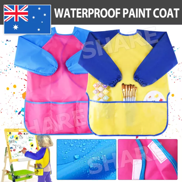 Waterproof Art Smock long sleeve kid Painting Paint Shirt Apron Girl Boy School