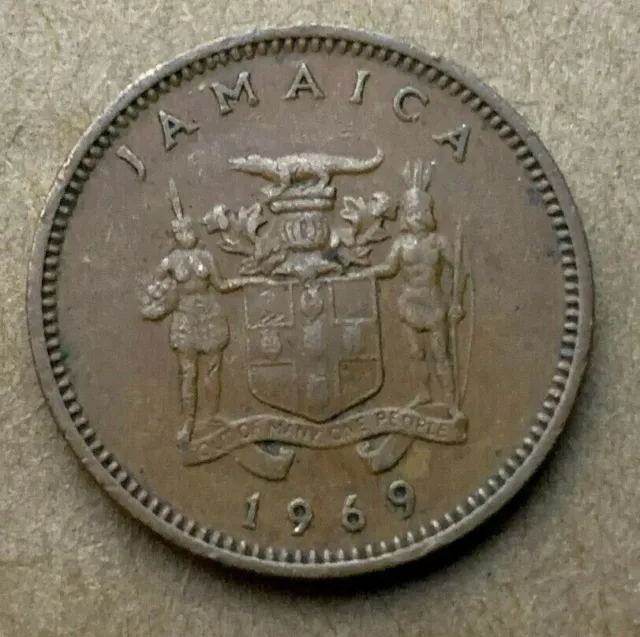 1969 Jamaica 1 Cent Coin XF    Better World Coin     #B1134