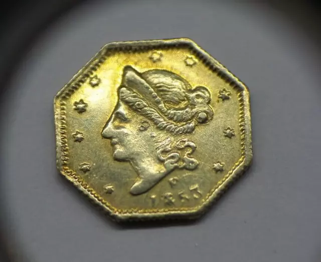 1853 California Gold 1/2 Fractional Dollar Coin 14k Gold  .554 Grams - B616