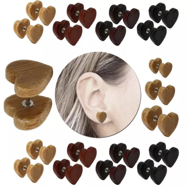 Legno Finto Plug Fake Flesh Tunnel Estensore Ear Piercing Orecchini Marrone