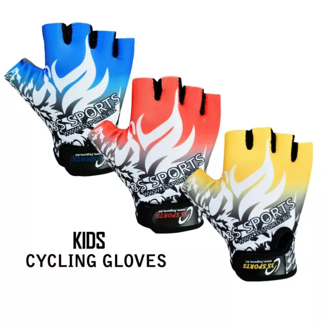 Cycling Half Finger Gloves Kids Children MTB BMX Bike Bicycle Riding Boys Girls
