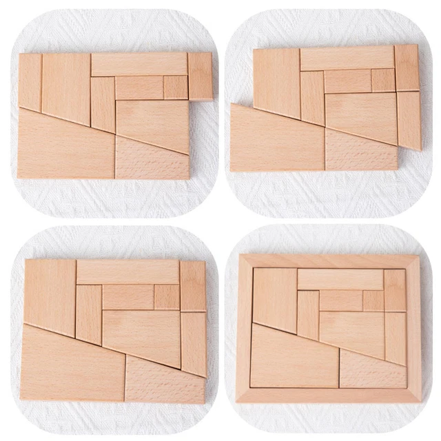 Wooden Geometric Tangram Family Portable Puzzles for Adults Children Preschool 2
