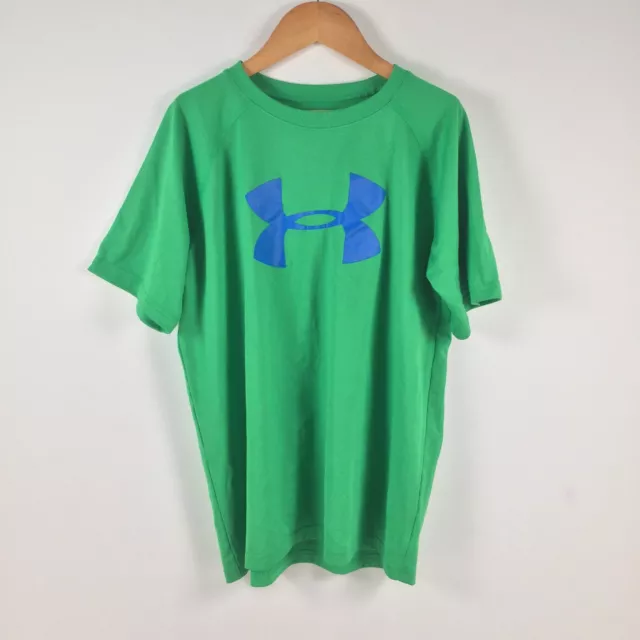 Under Armour Kids Boys T Shirt Size Large Green Short Sleeve Loose Fit 013499