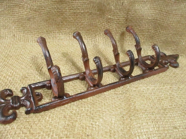 Cast Iron Fleur De Lis Coat Rack Key Holder Wall Mounted Coat Rack Antique Style 2