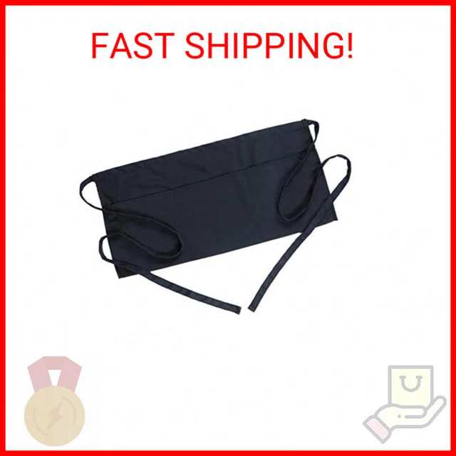 BOHARERS Waist Apron with 3 Pockets - Black Waitress Waiter Server Short Aprons