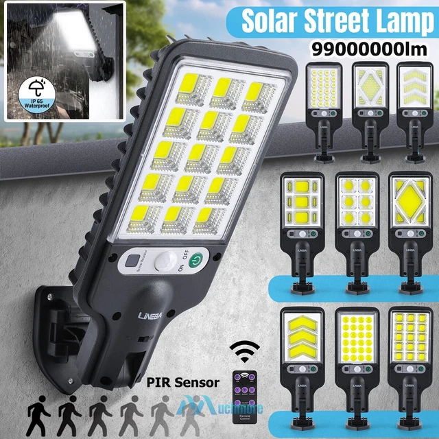 6000W 9900000LM Solar Powered LED Street Light With Motion Sensor & Remote – Waterproof For Outdoor Patio/Garden (Black)