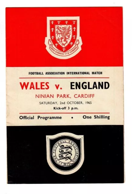 Wales v England October 1965 Ninian Park Football Programme