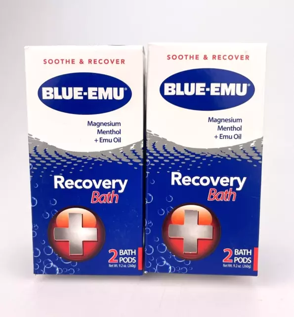 Blue Emu Recovery Bath Pods Sore Muscles Joints Magnesium Menthol Emu Oil Lot 2