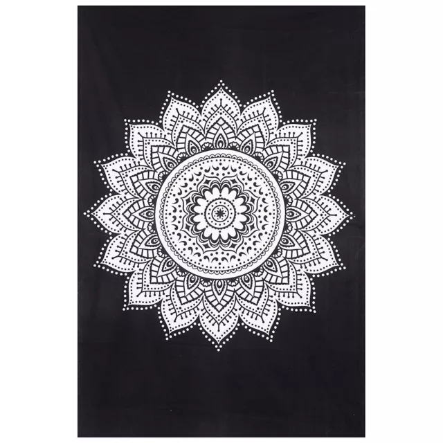 Black Ombre Psychedelic Twin Mandala Wall Hanging Bedding Indian Tapestry Decor