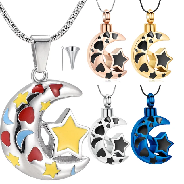Einäscherungsschmuck Für Asche Mond Urne Halskette Edelstahl Memorial Lockets